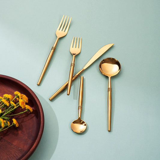 Ringed Elegance: Set of 5 Cutlery with Stylish Handles