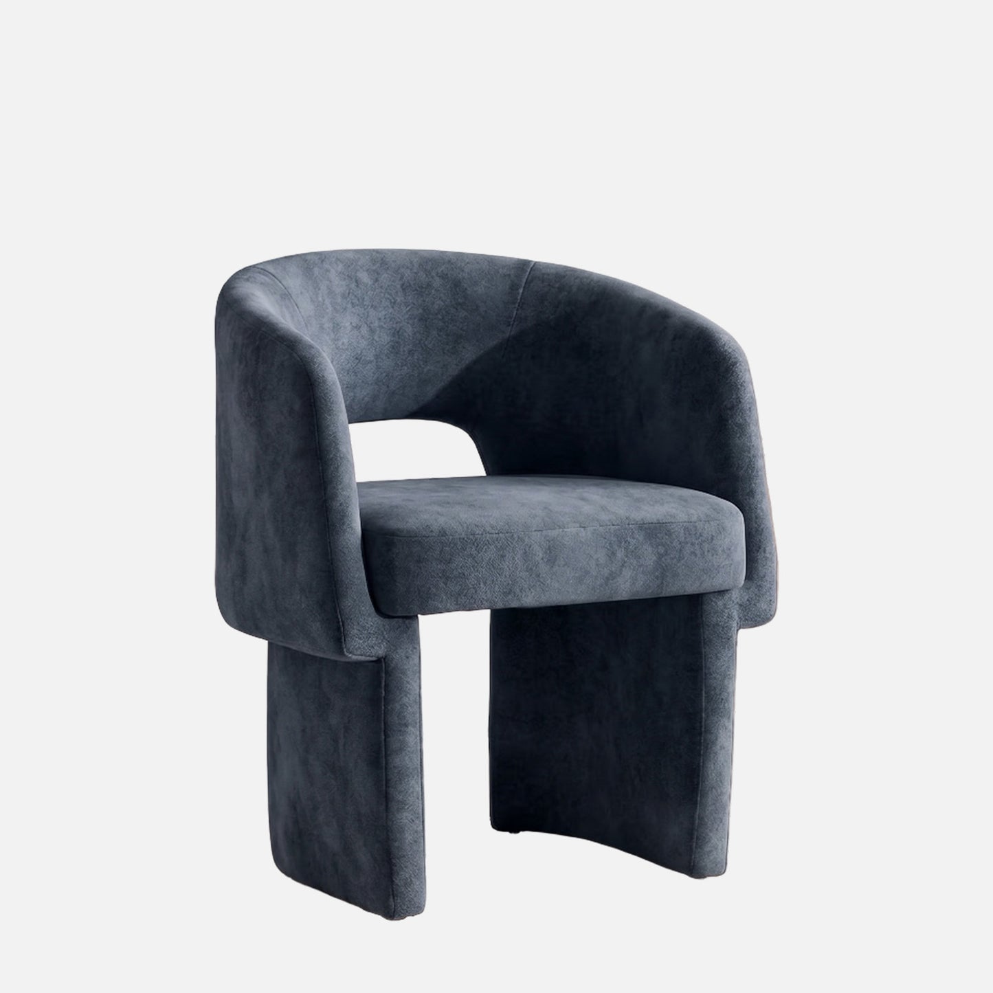 Vaerelle Sculpt Block Steel Blue Velvet Lounge Chair