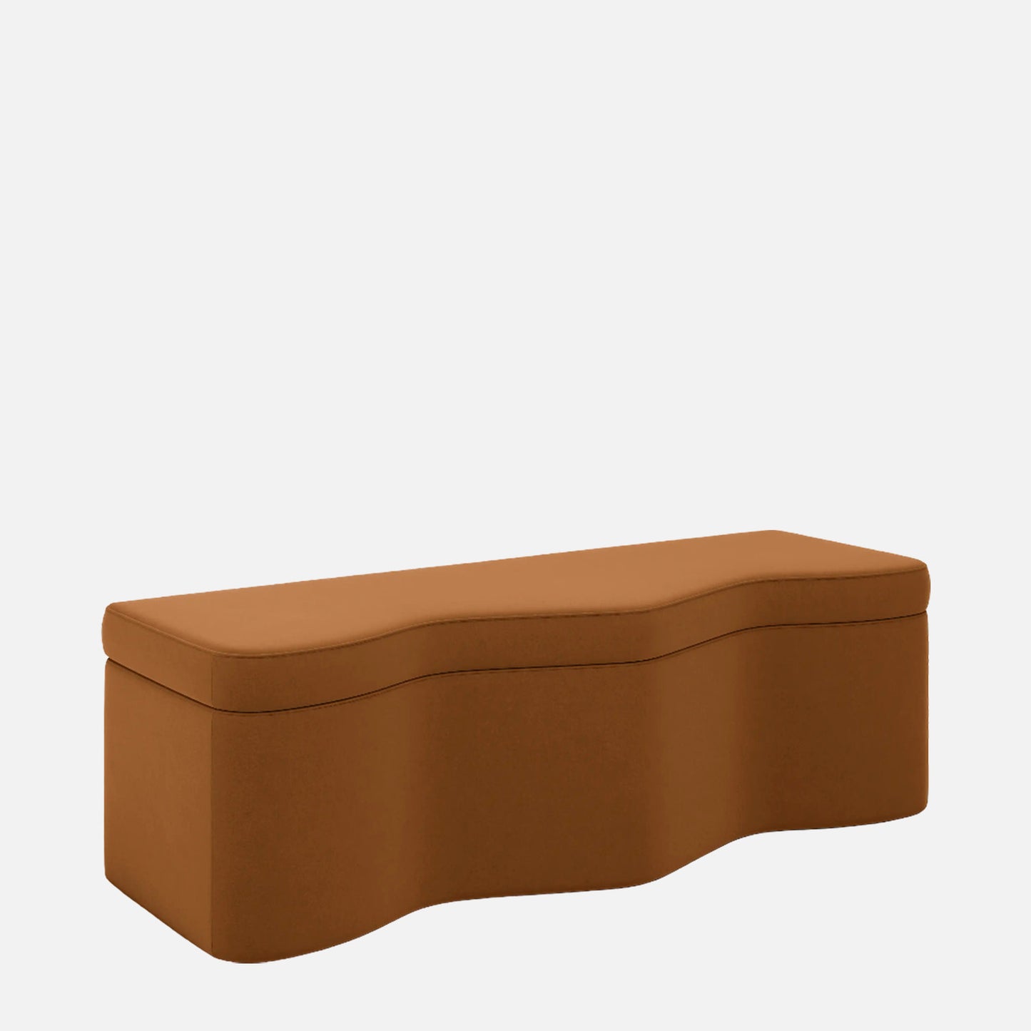 Velmora Wave Caramel Brown Boucle Storage Bench