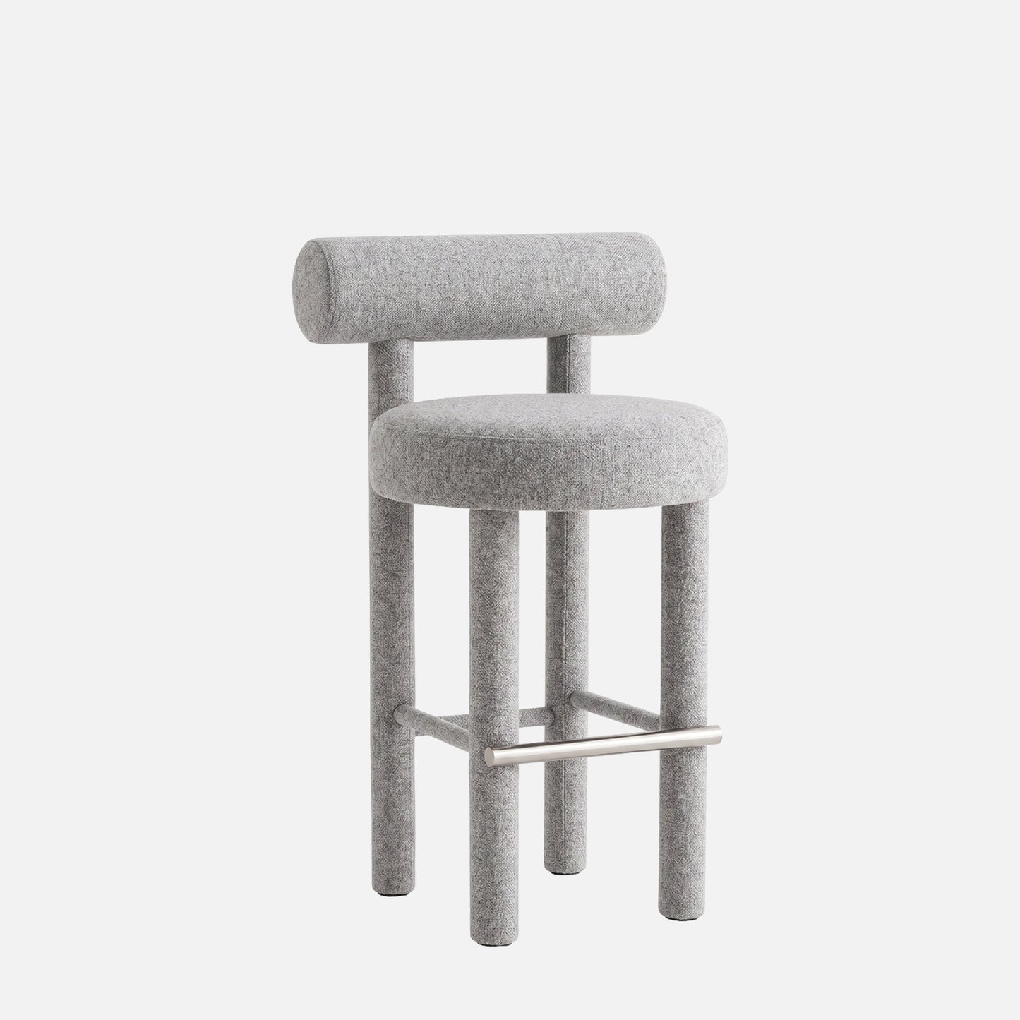 Teervon Classic Walnut Ivory Bar Velvet Stool