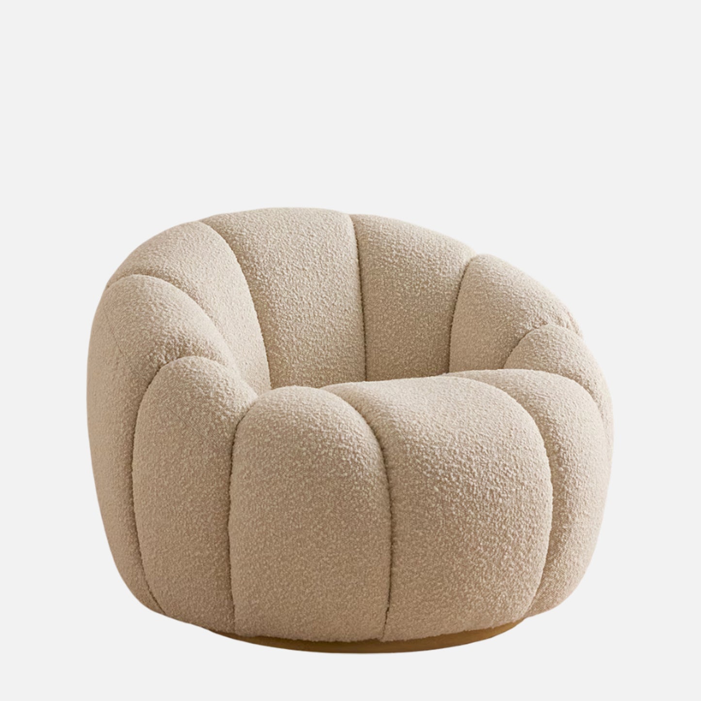 Fleoriane Petal Swivel Cream Boucle Lounge Chair