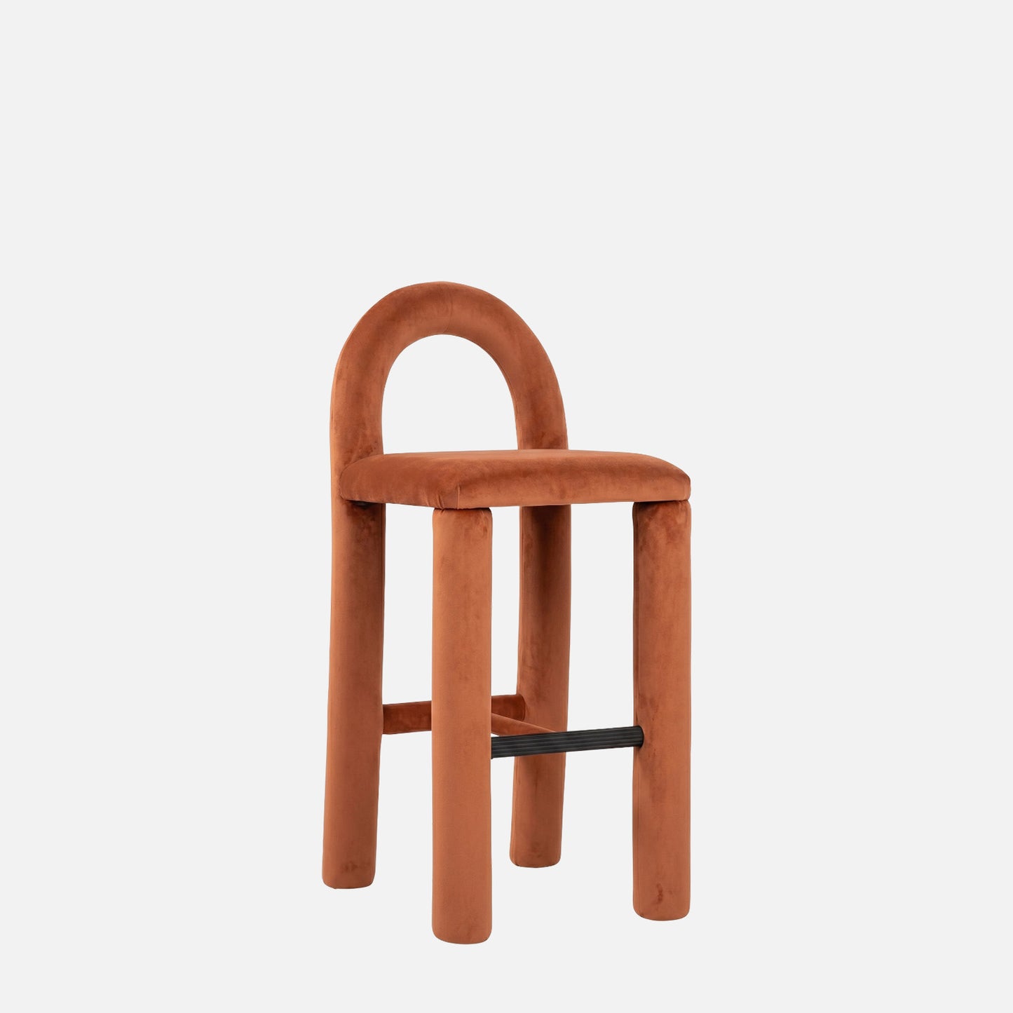 Arevex Arch Back Terracotta Bar Velvet Stool