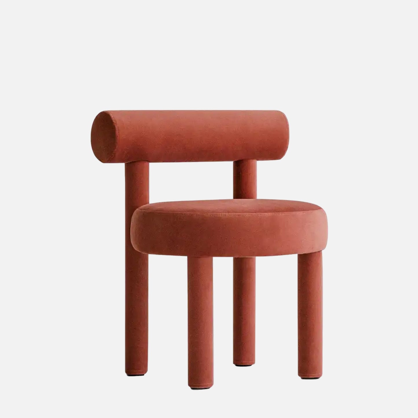 Elevara Cylinder Back Terracotta Rust Cotton Boucle Dining Chair