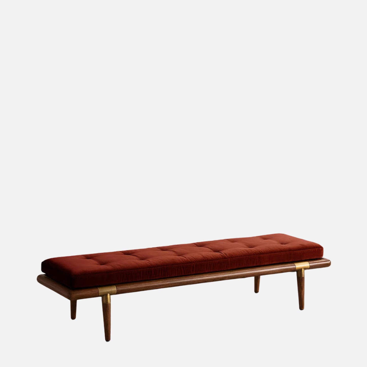 Aurelio Tufted Caramel Brown velvet Bench