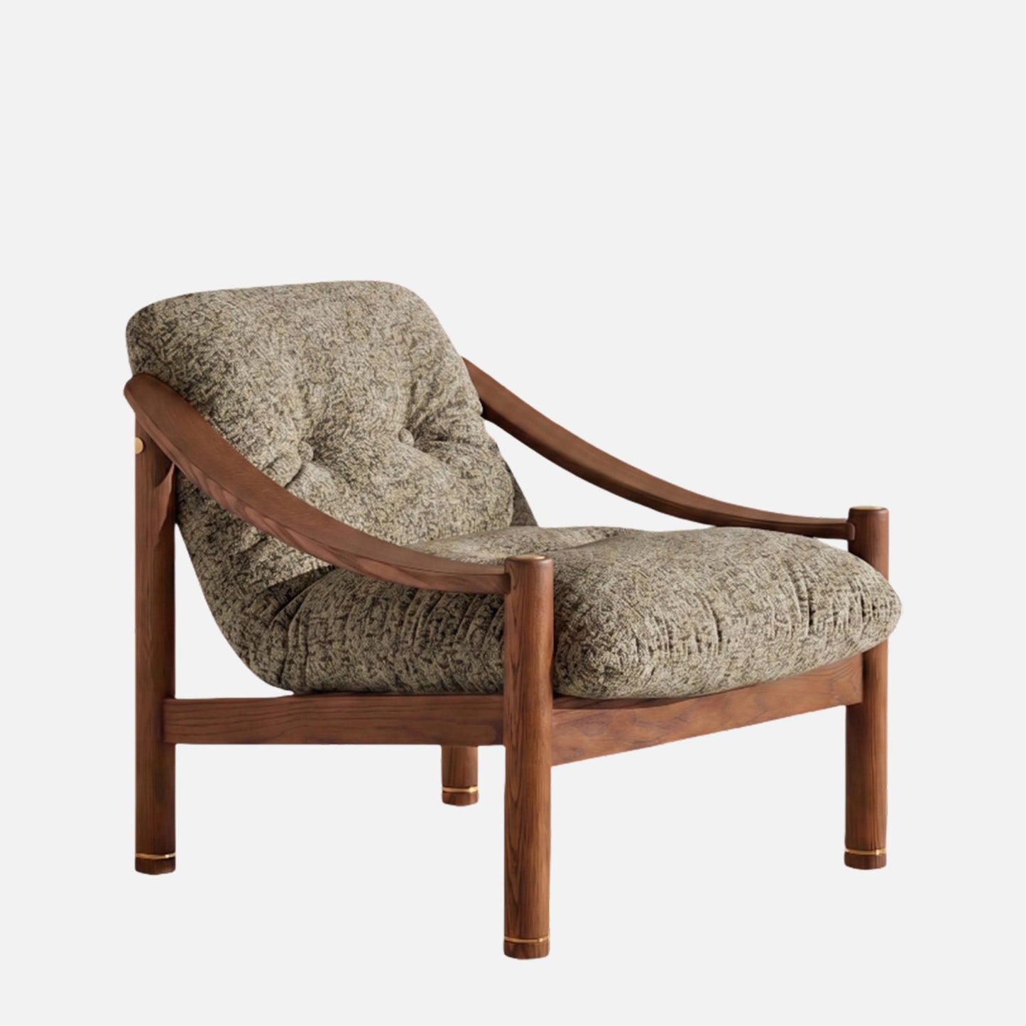 Aveeron Wood Frame Green Velvet Lounge Chair