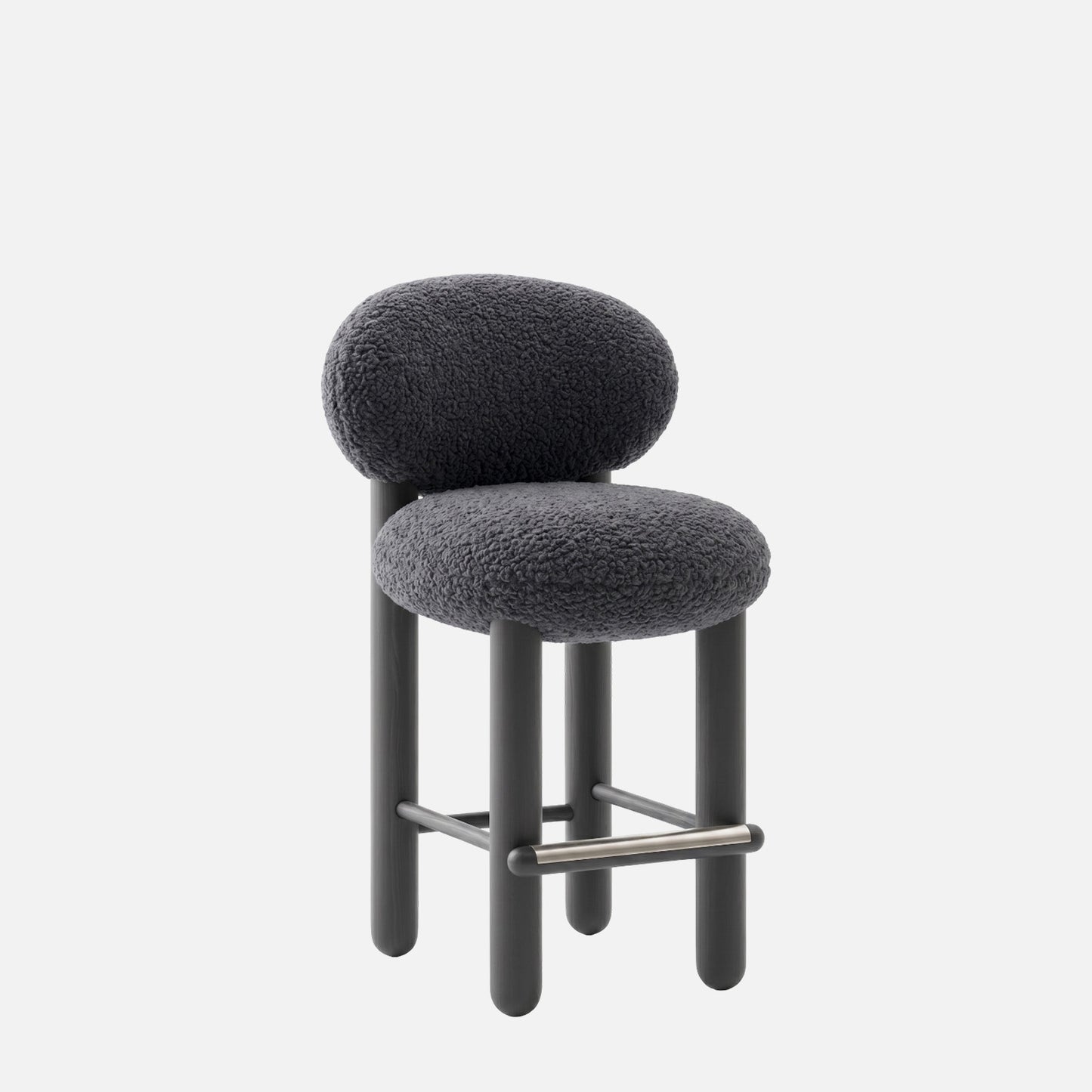Boevik Plush Charcoal Black Bar Boucle Stool