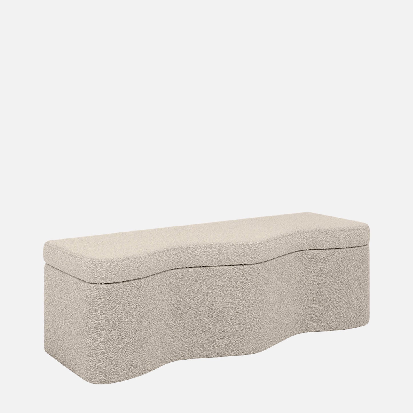 Velmora Wave Grey Boucle Storage Bench