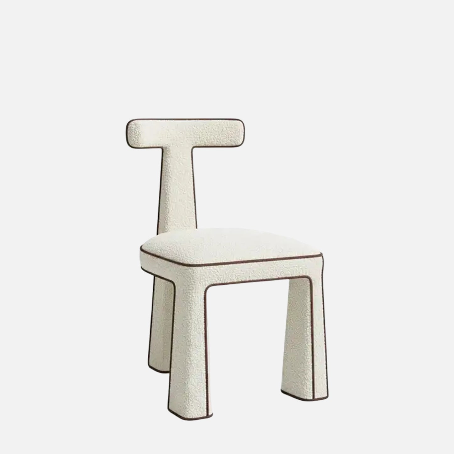 Eleion Minimal Form Ivory White Boucle Dining Chair
