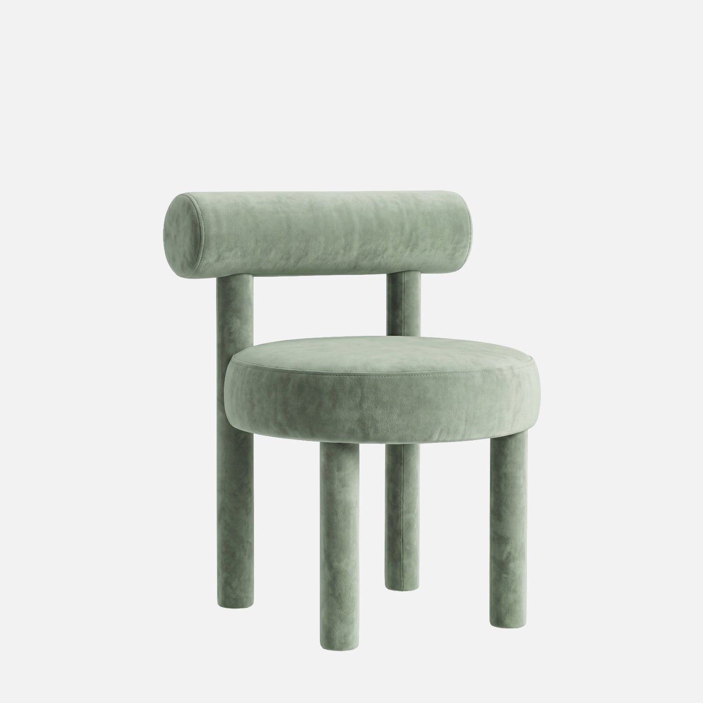 Elevara Cylinder Back Olive Green Cotton Boucle Dining Chair