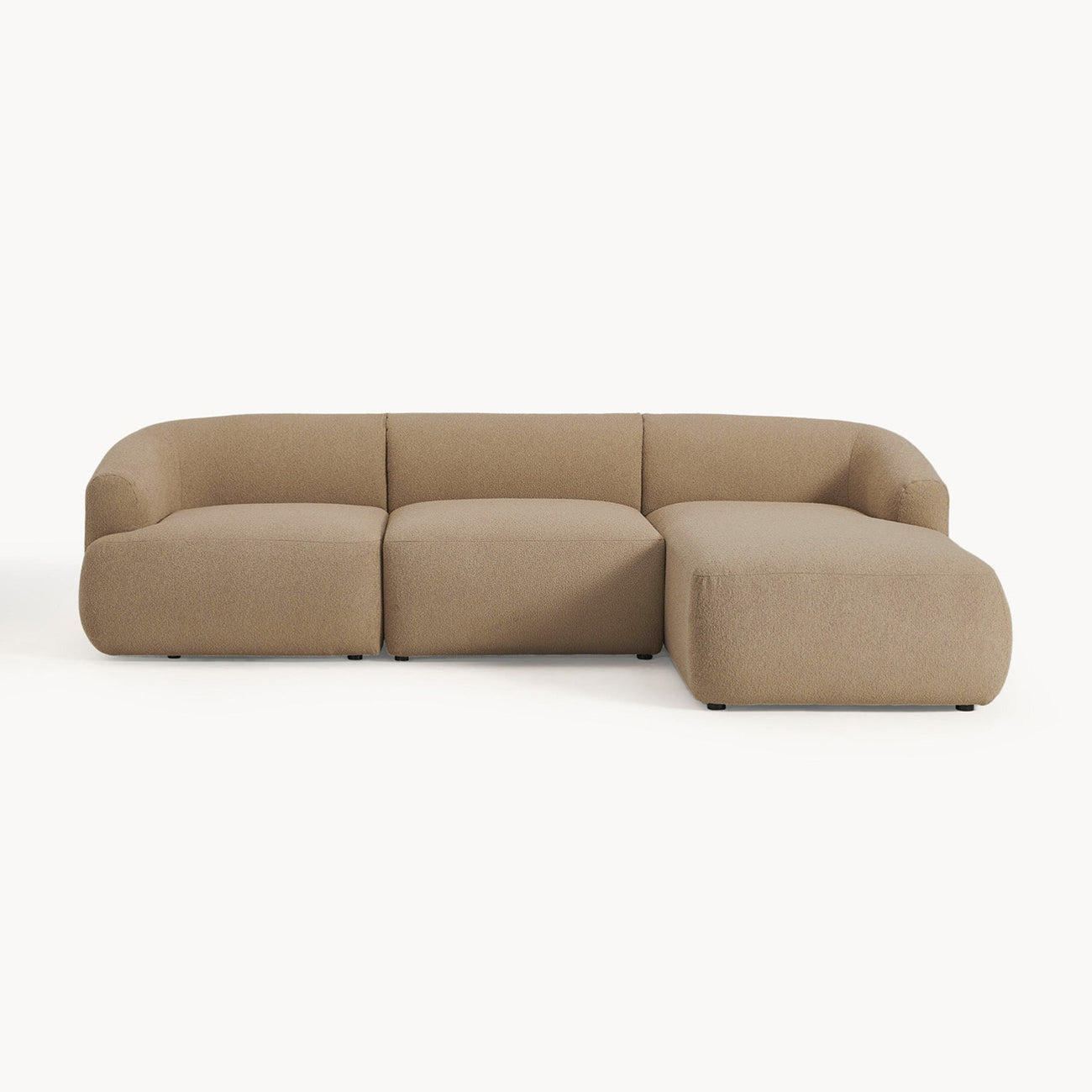 ZenLiving 3 Seater Beige Boucle L Shaped Sofa