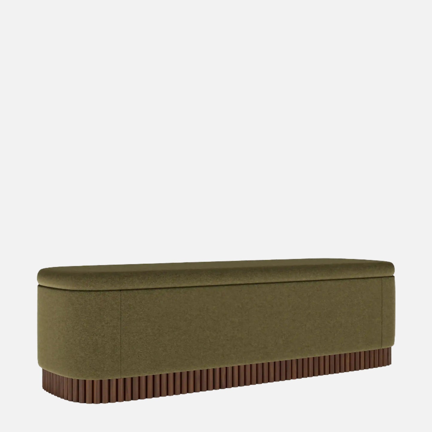 Lunara Edge Moss Green Boucle Storage Bench