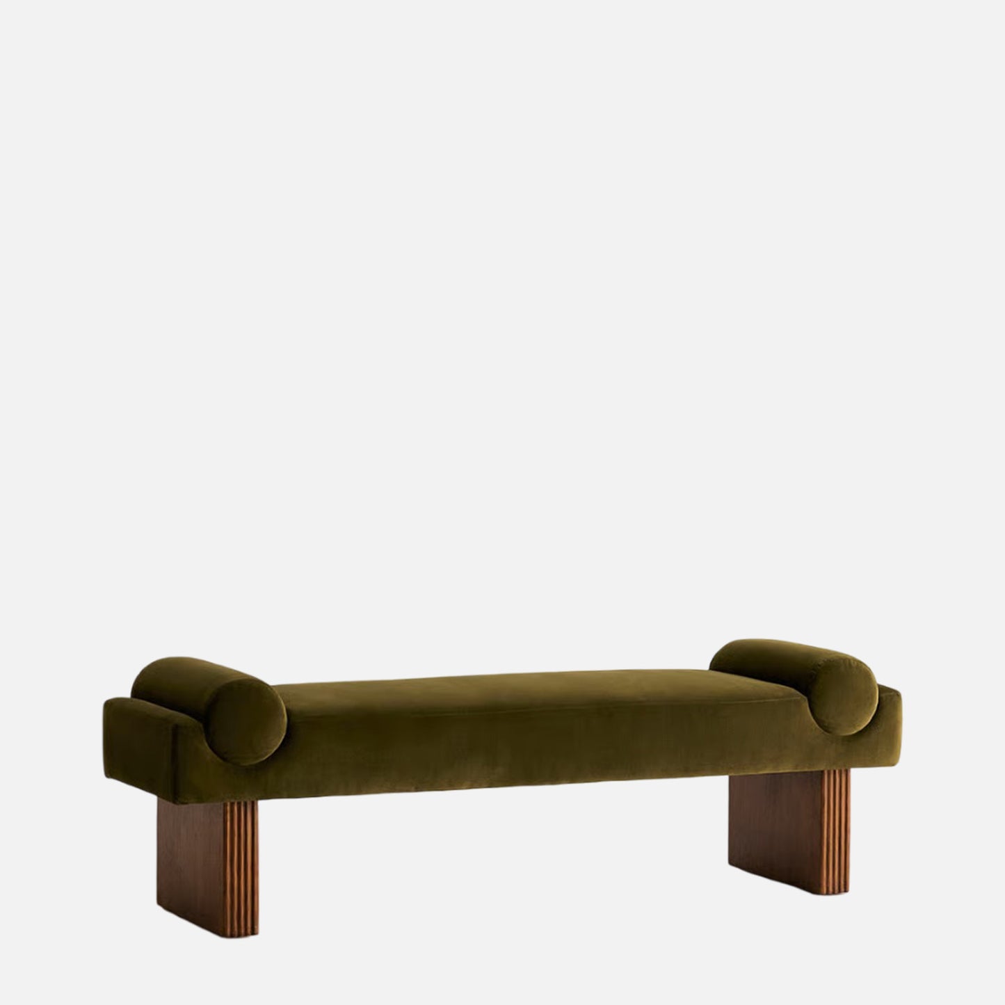 Eldora Armrest Olive Velvet Bench