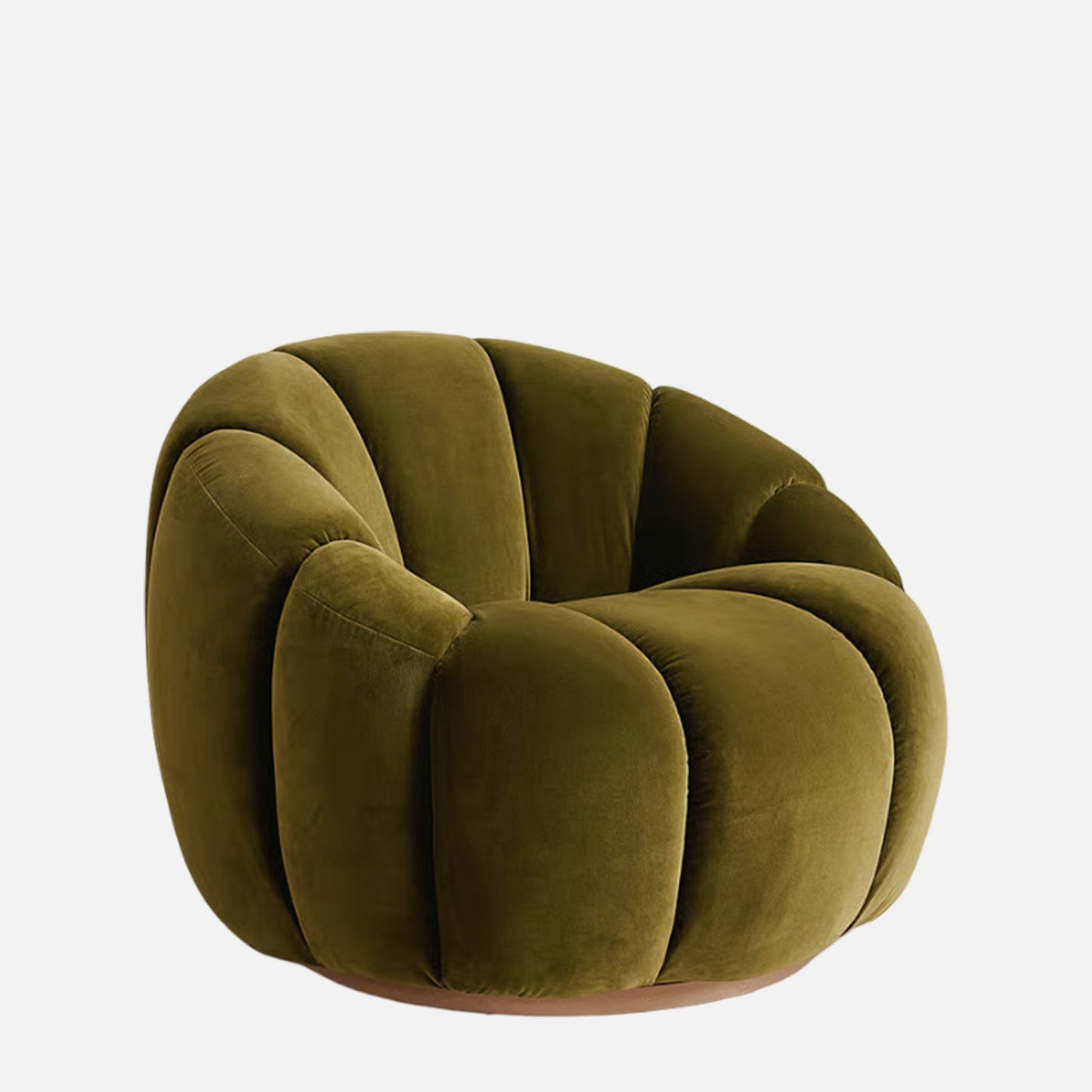 Fleoriane Petal Swivel Olive Velvet Lounge Chair