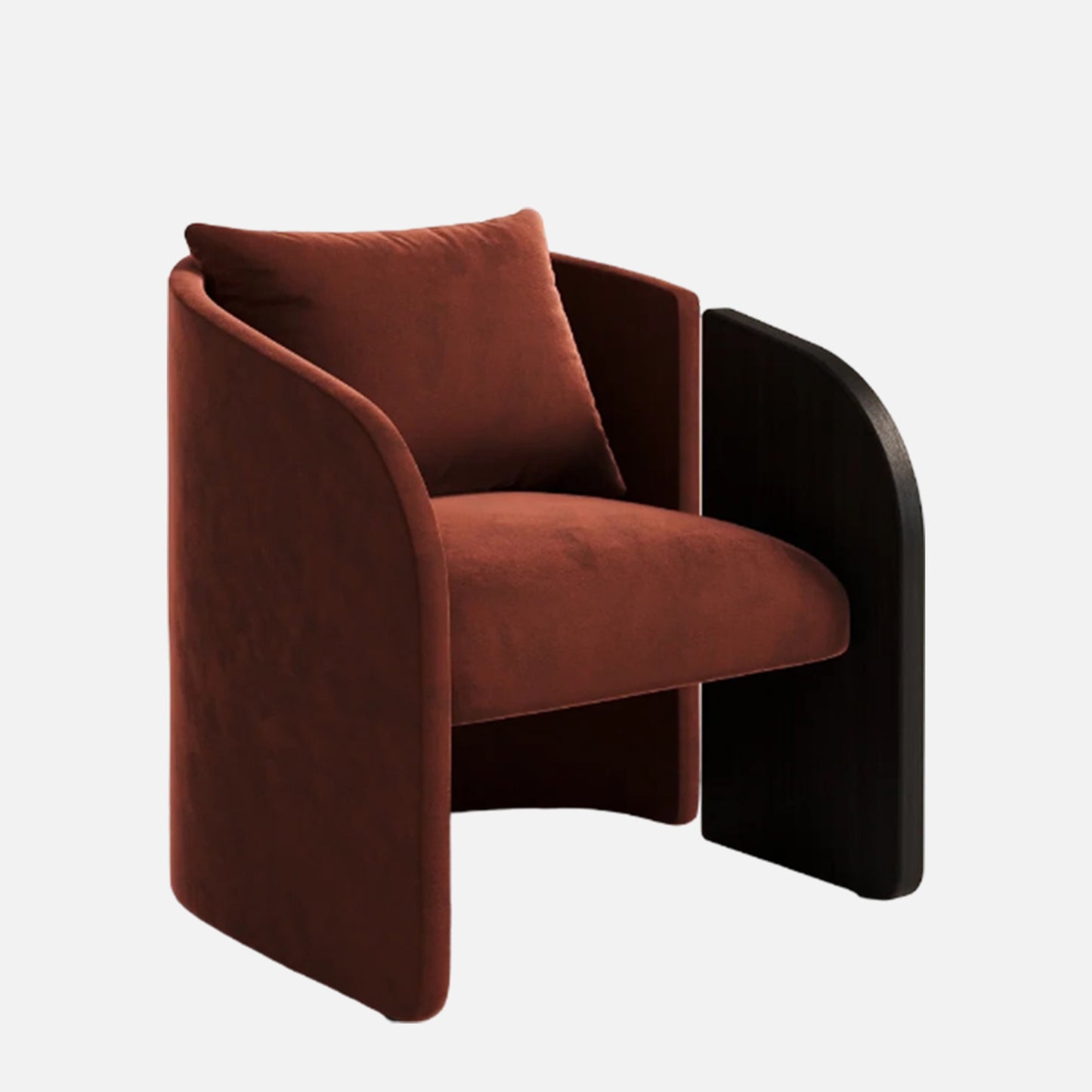 Arevella Sculpted Rust Red Velvet Lounge Chair