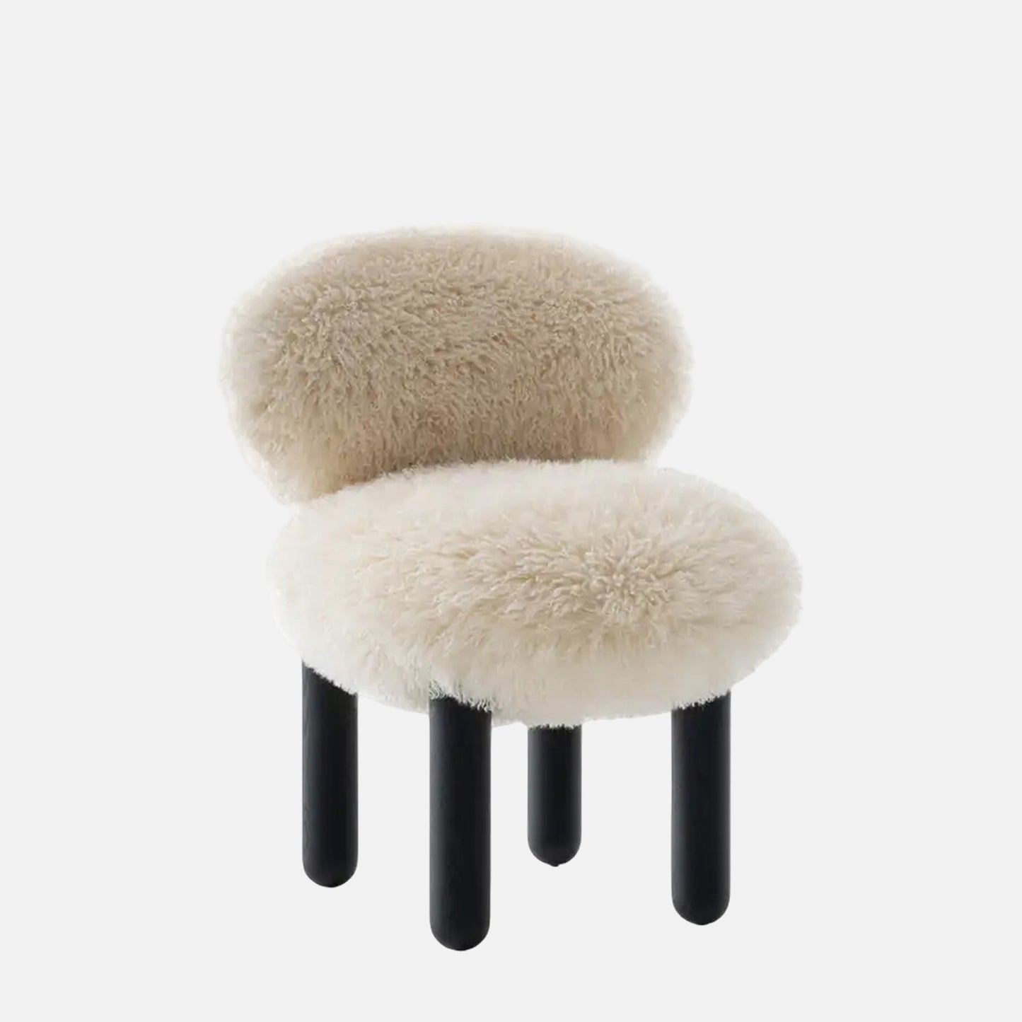 Sneuglo Plush Cream & Black Faux Fur Lounge Chair