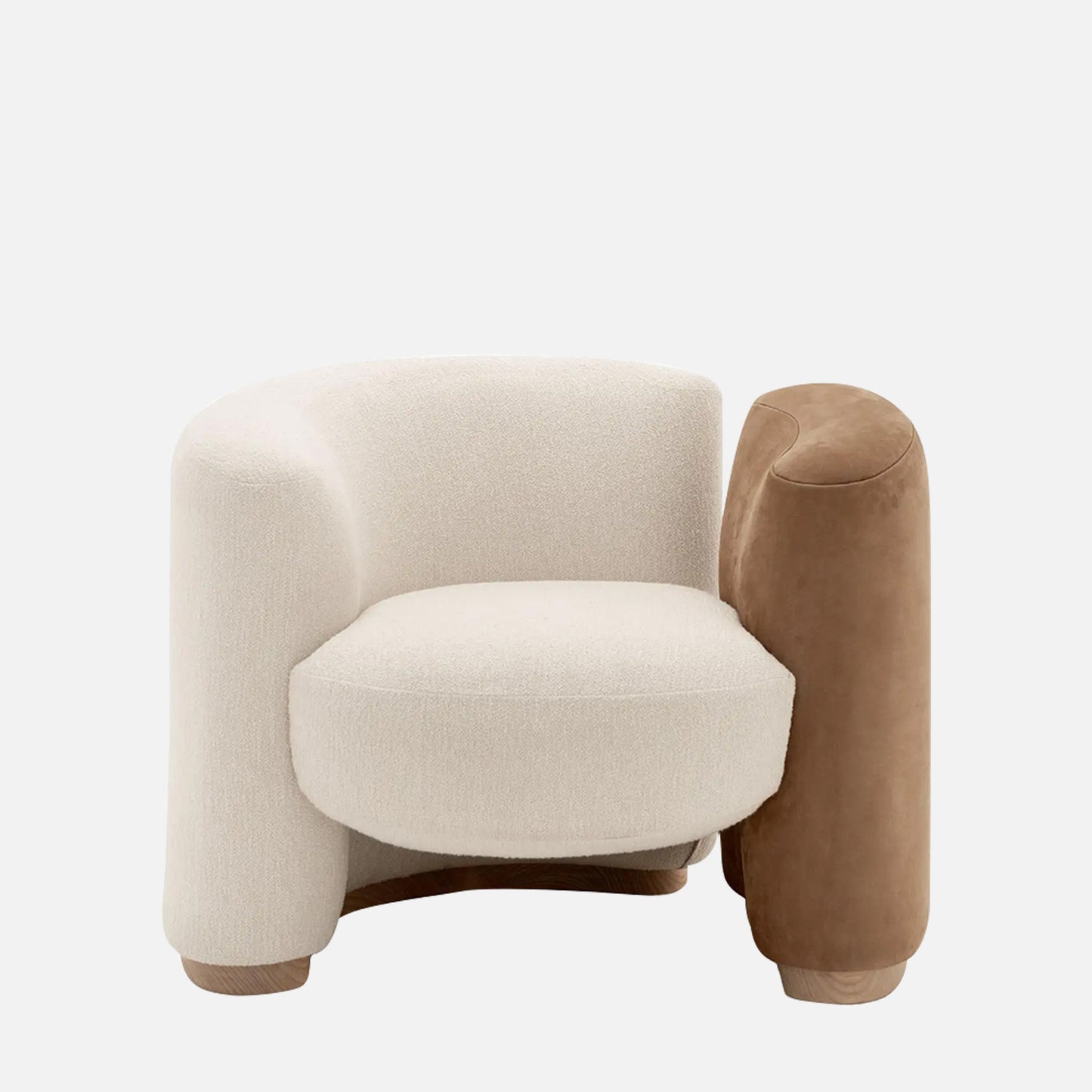 Elara Leatherette 1 Seater Sofa in White and Brown Colour
