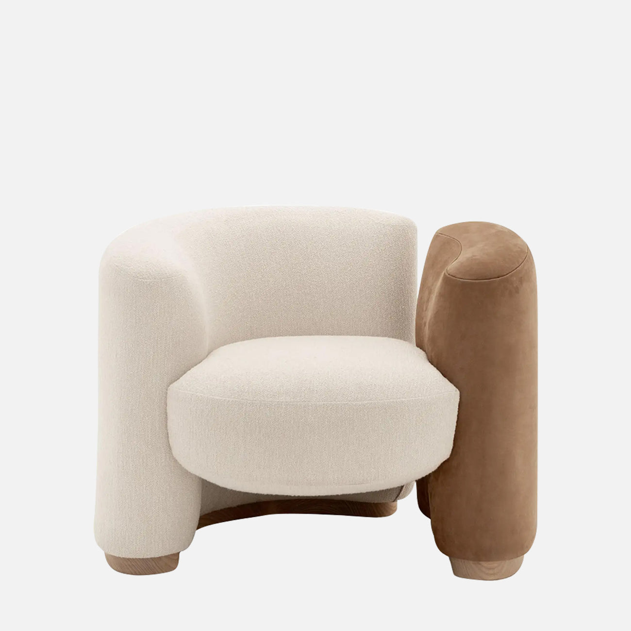 Elara Leatherette 1 Seater Sofa in White and Brown Colour