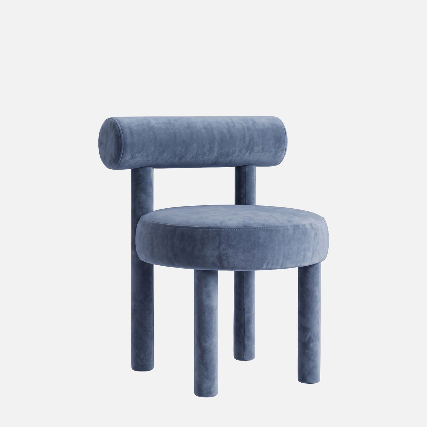 Elevara Cylinder Back Dark Blue Cotton Boucle Dining Chair