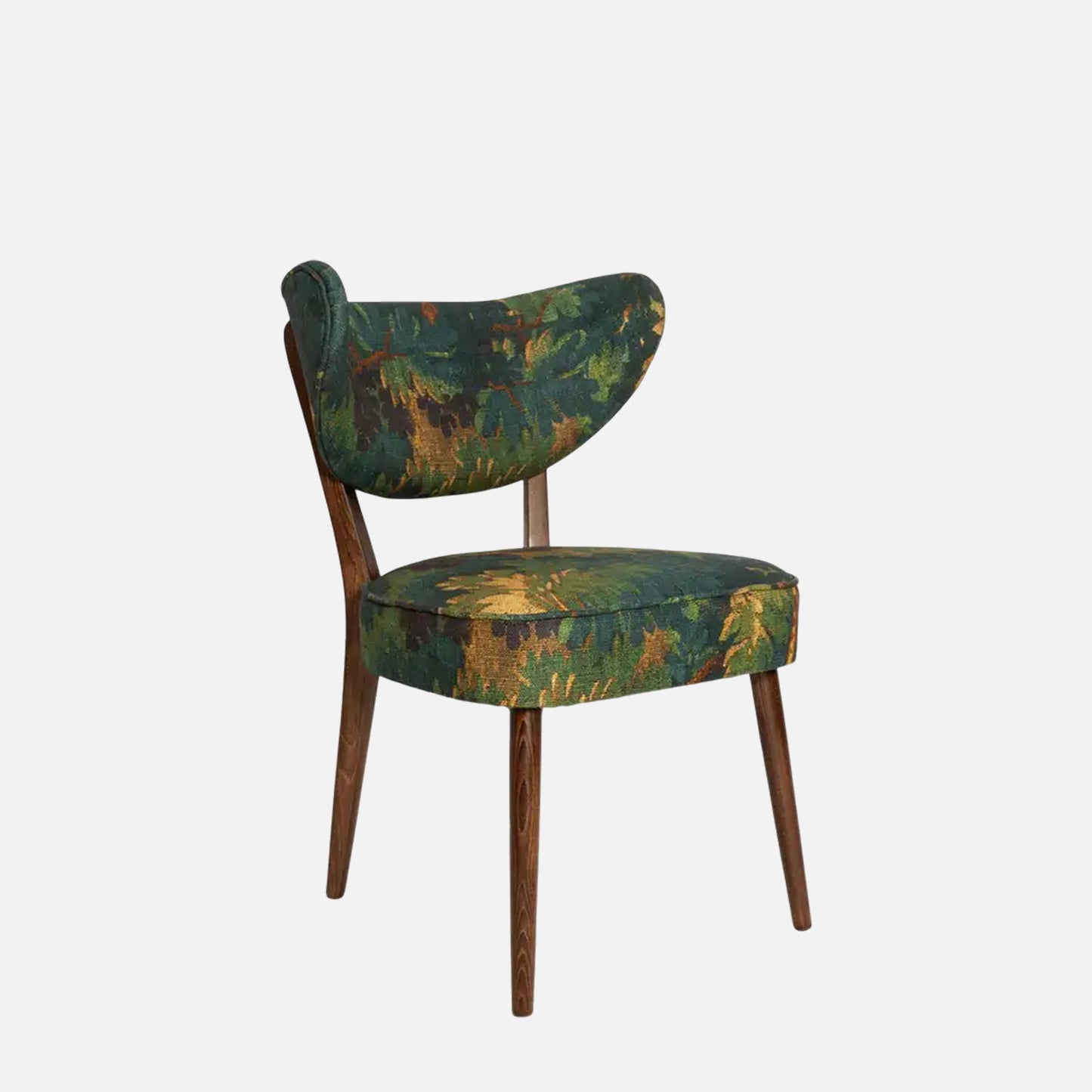 Fleorique Pattern Botanical Green Linen Lounge Chair