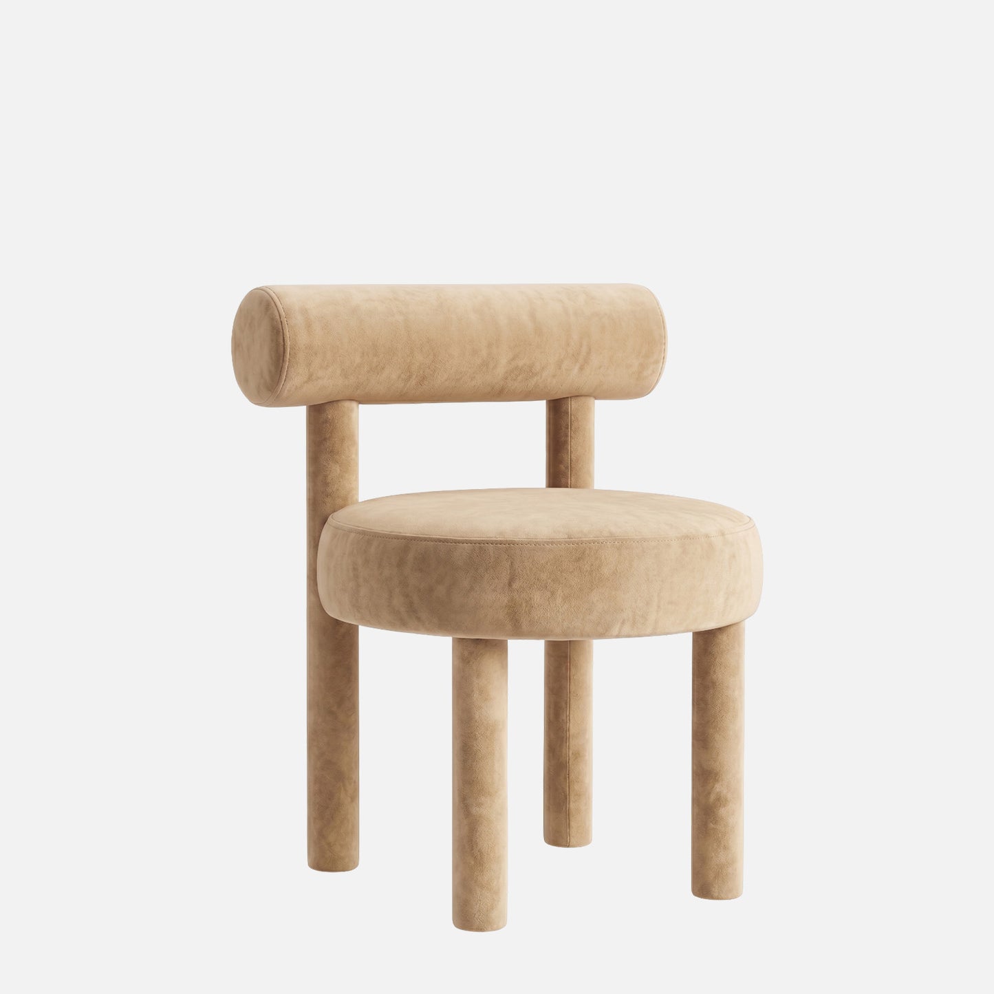 Elevara Cylinder Back Soft Ivory Velvet Dining Chair