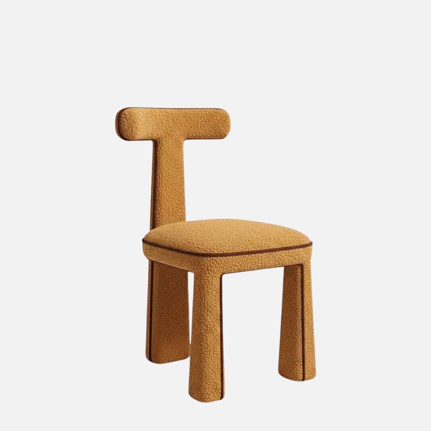Eleion Minimal Form Orange Boucle Dining Chair