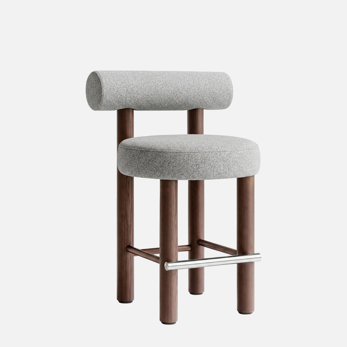 Teervon Classic Walnut Brown Bar Velvet Stool