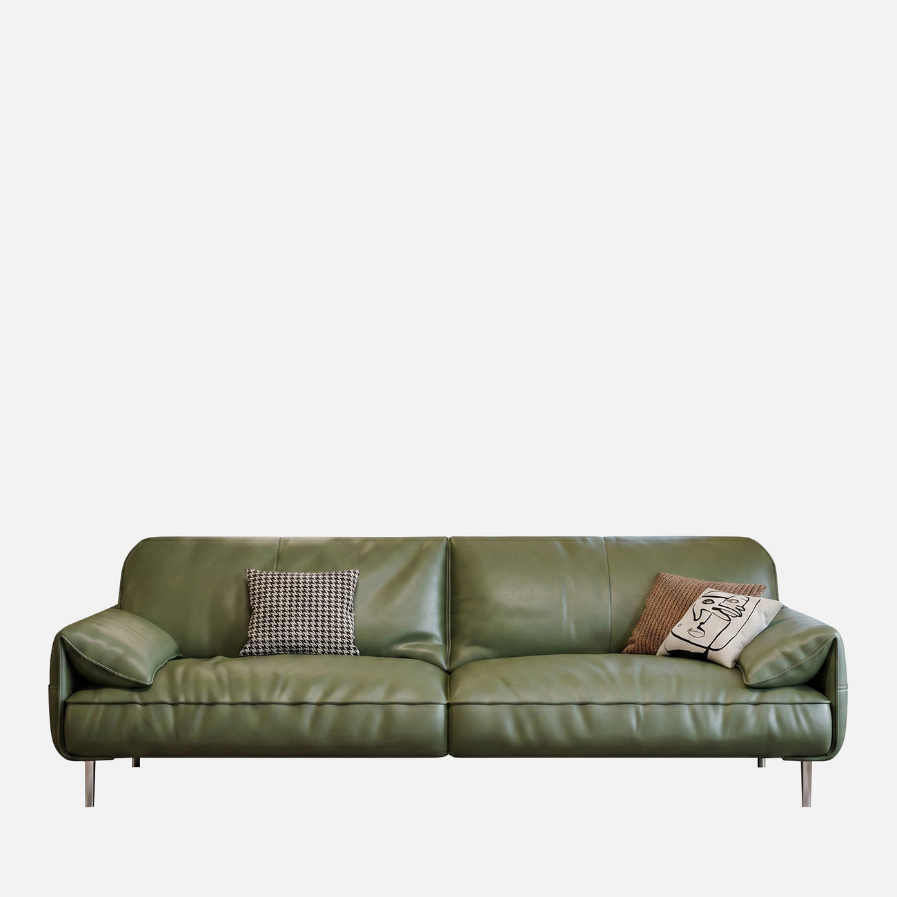 Valerio Leatherette 3 Seater Sofa in Olive Green Colour