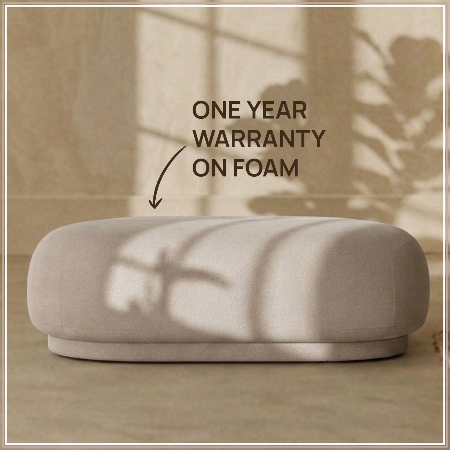 EliteElegance Suede Ottoman Bench Beige