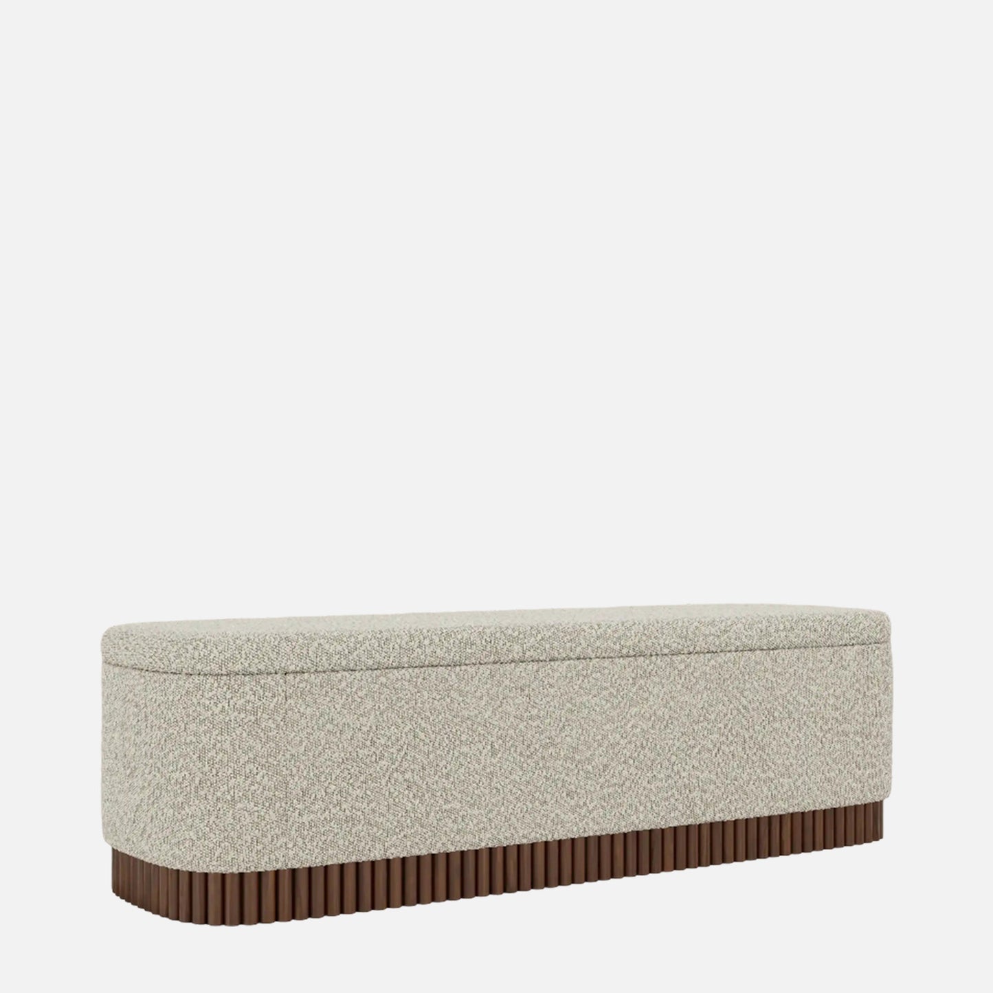 Lunara Edge Textured Grey Boucle Storage Bench