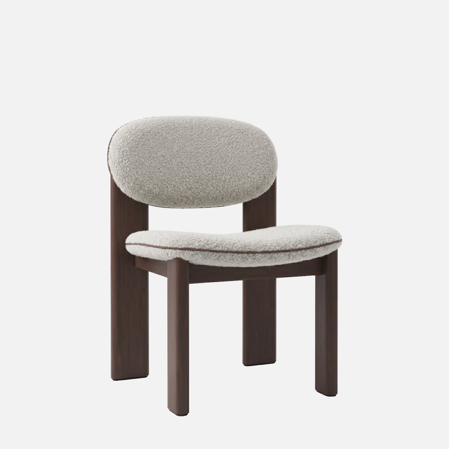 Neerlo Soft Back Grey & Walnut Boucle Dining Chair