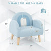 Baby Blue SkyArch Kids Armchair with Wooden LegsPlush Fabric