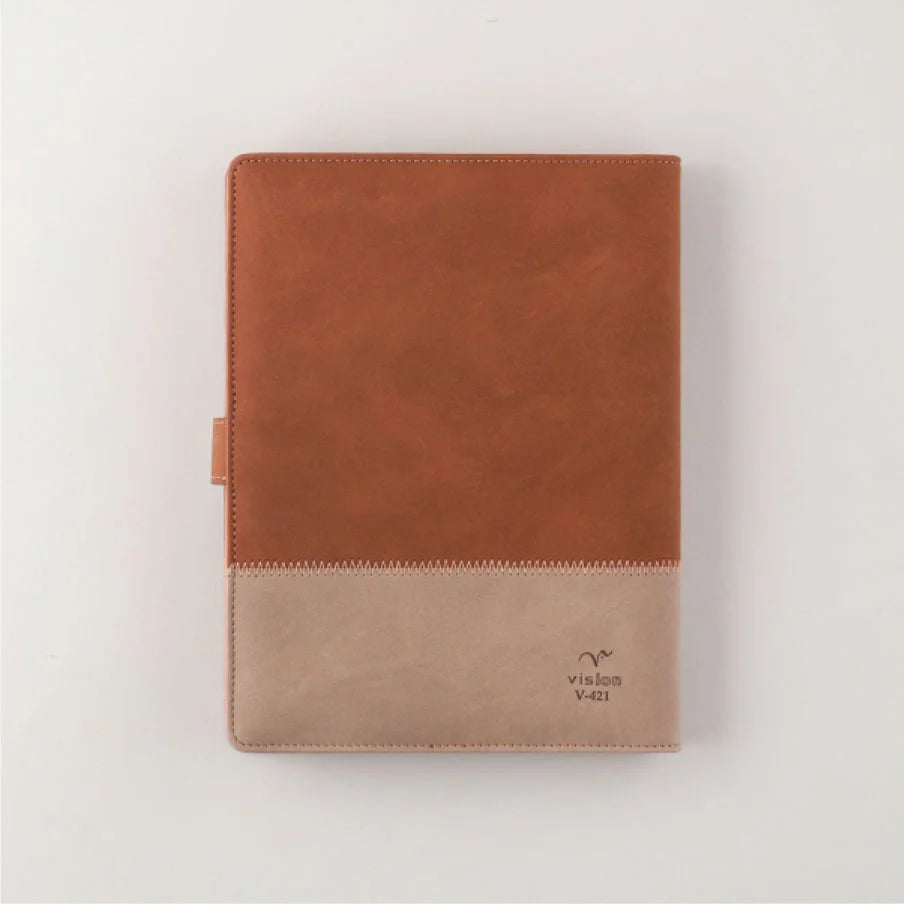 Dual-Tone Leatherite Cover Notebook with Strap Closure