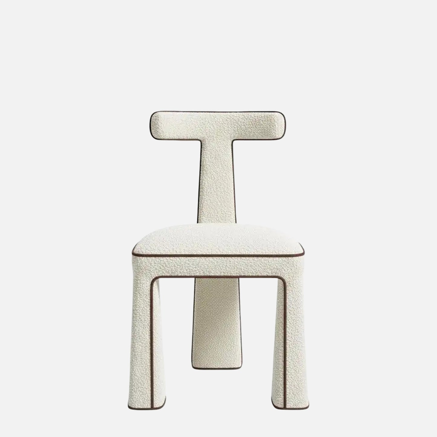 Eleion Minimal Form Ivory White Boucle Dining Chair