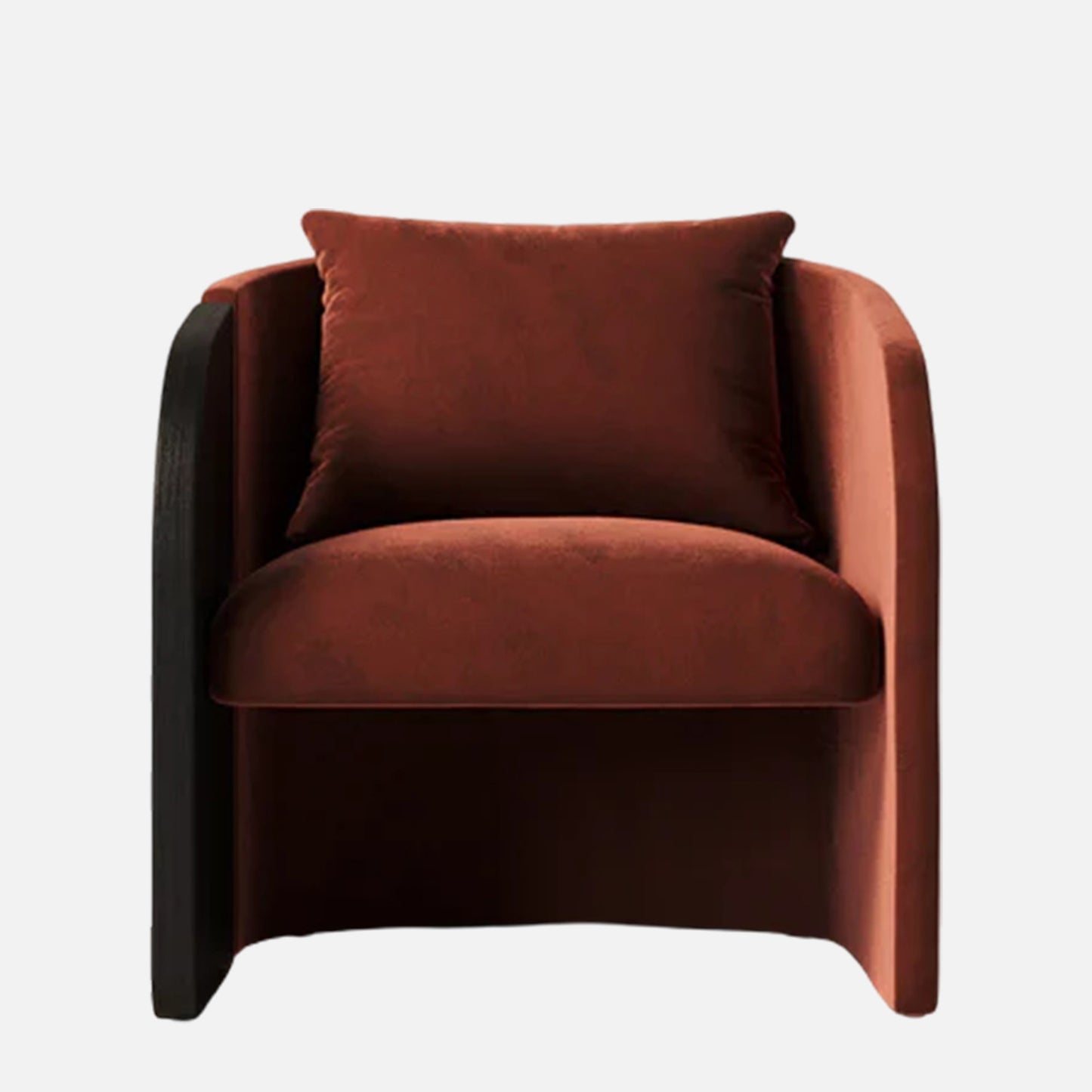 Arevella Sculpted Rust Red Velvet Lounge Chair
