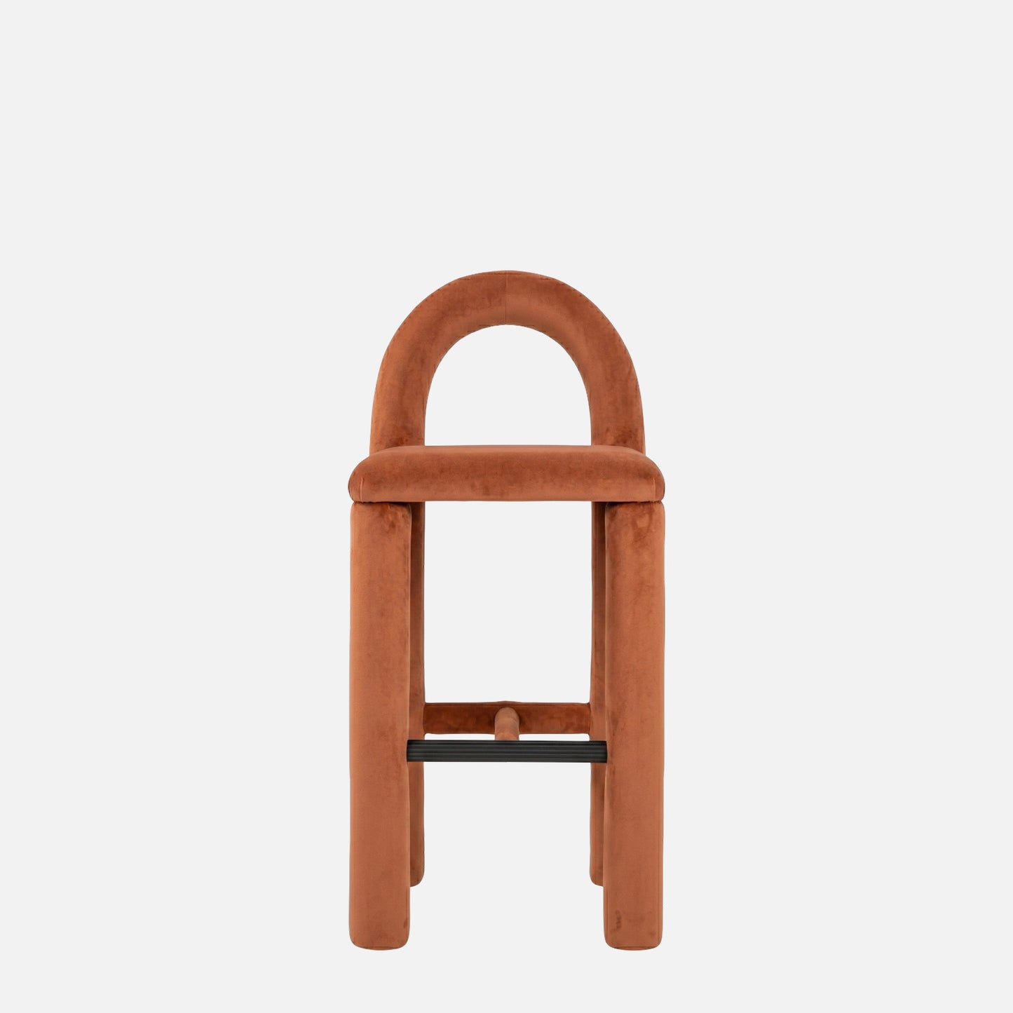 Arevex Arch Back Terracotta Bar Velvet Stool
