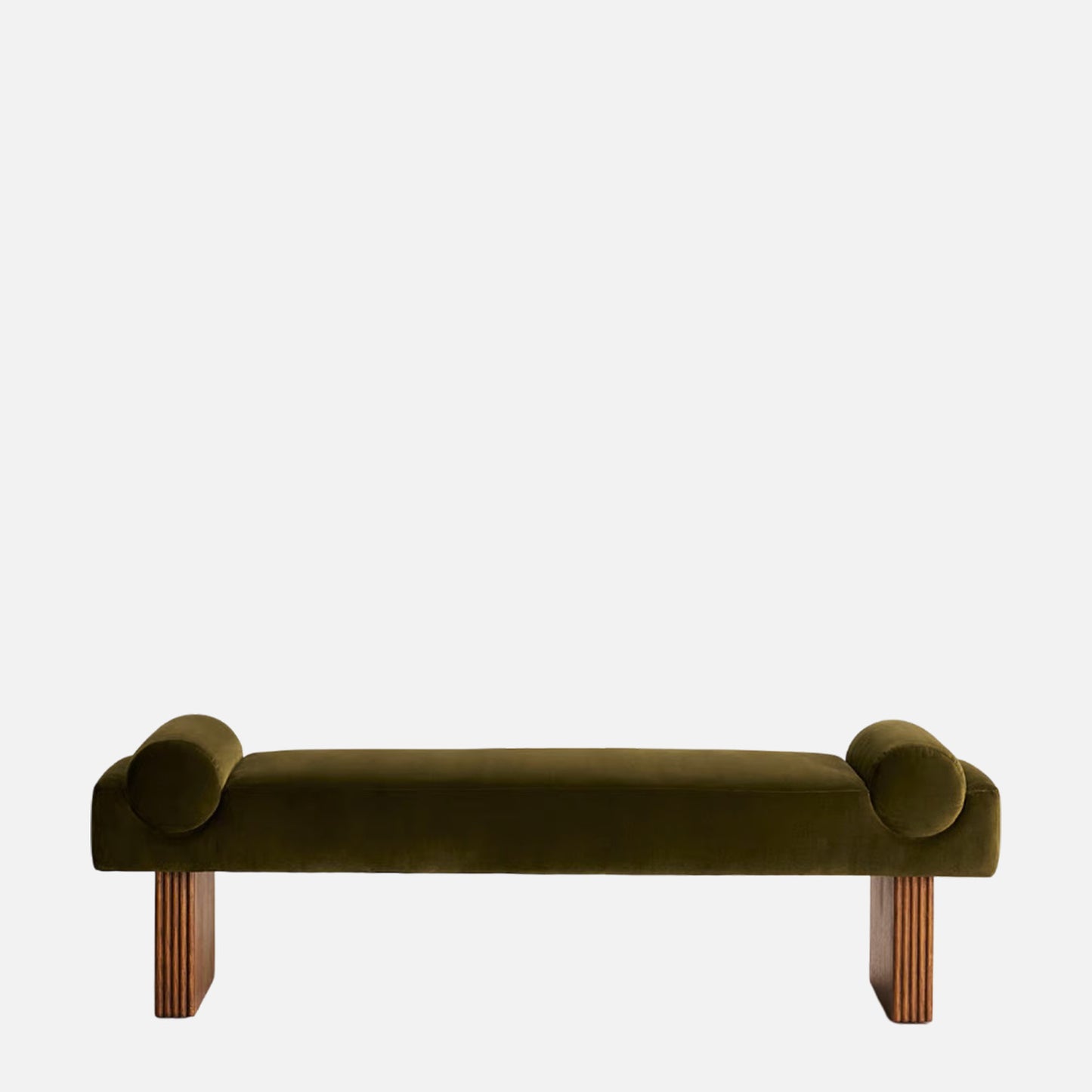 Eldora Armrest Olive Velvet Bench