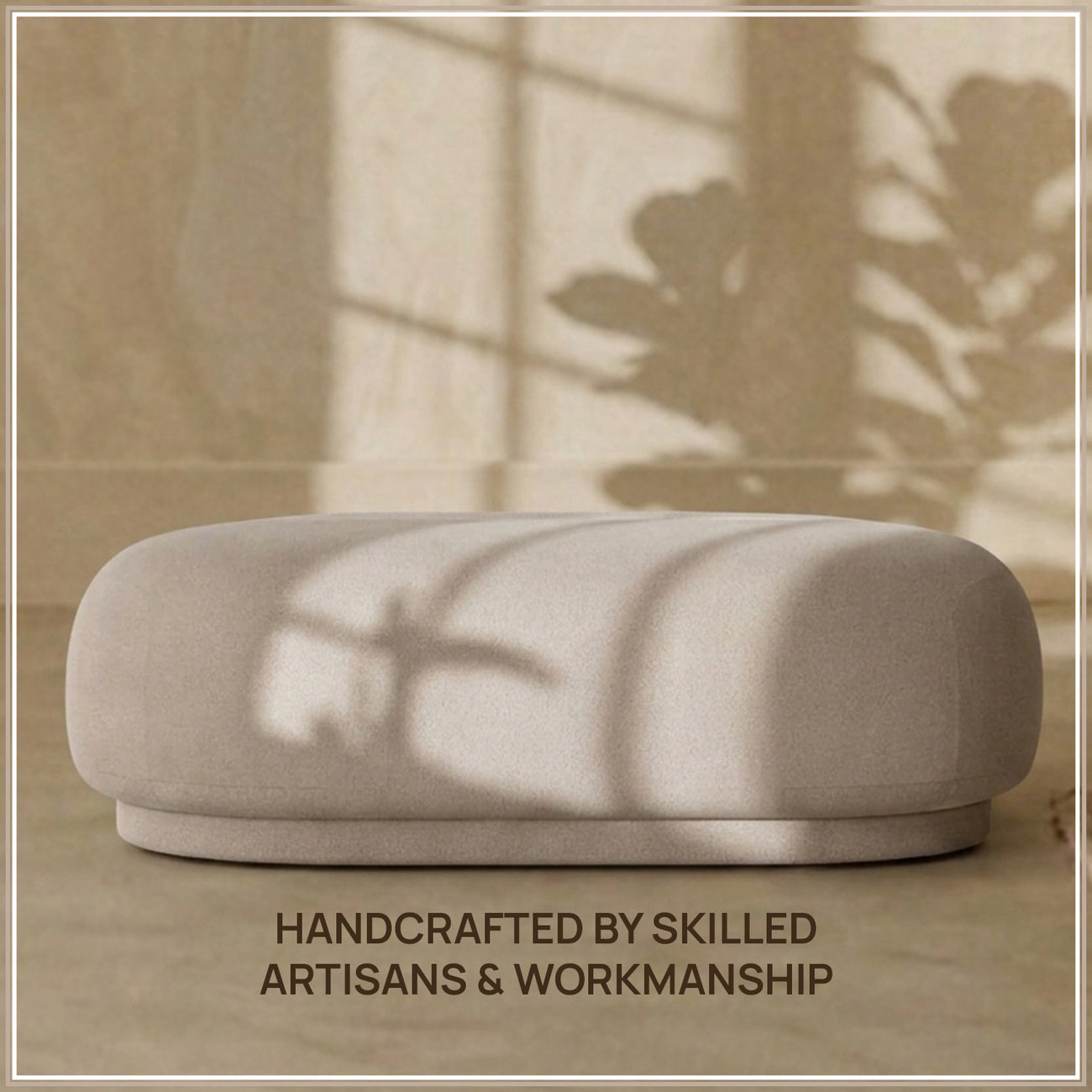 EliteElegance Suede Ottoman Bench Beige