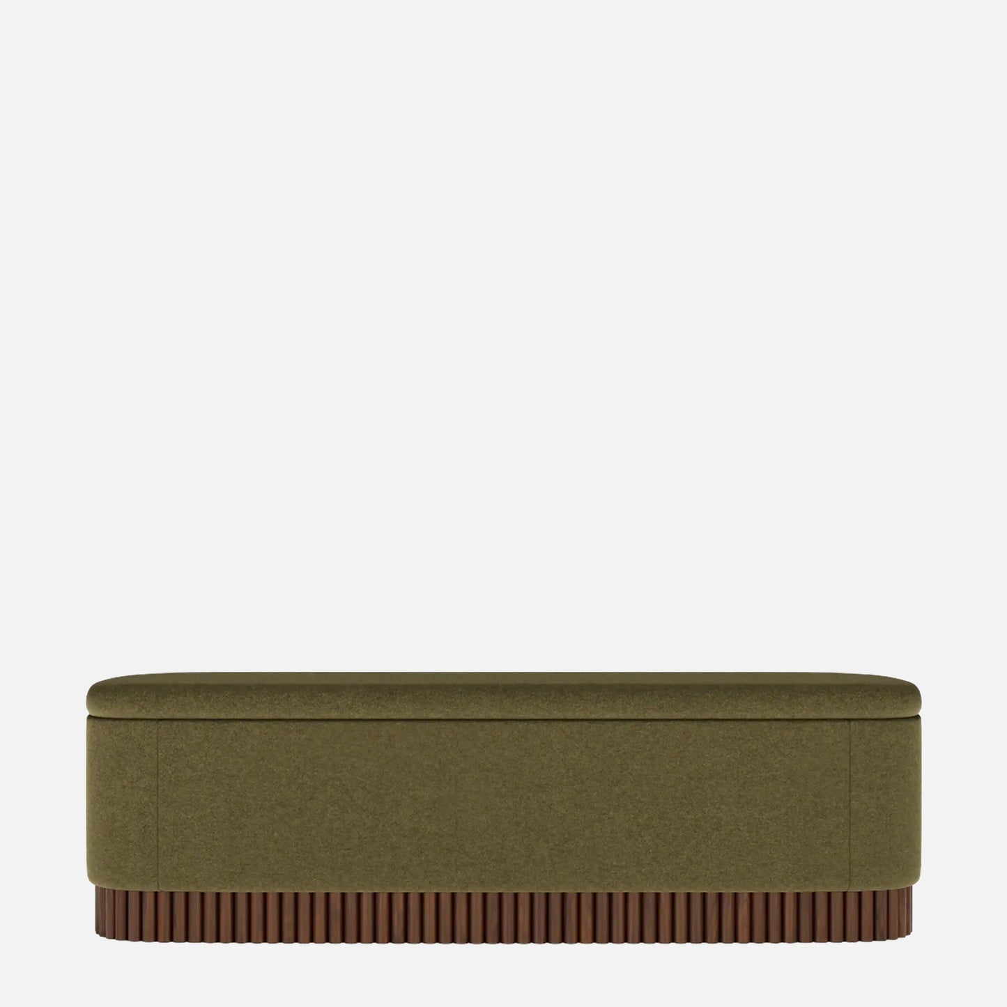 Lunara Edge Moss Green Boucle Storage Bench