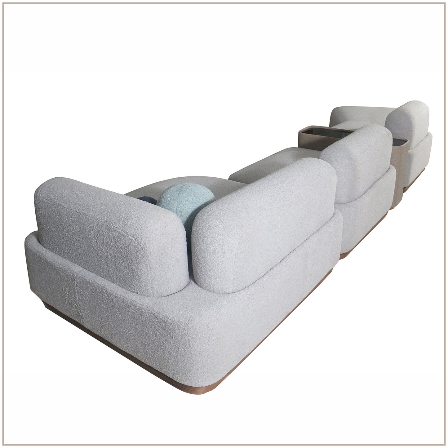 AuraCurve 5 Seater Modular Sofa - Grey Boucle