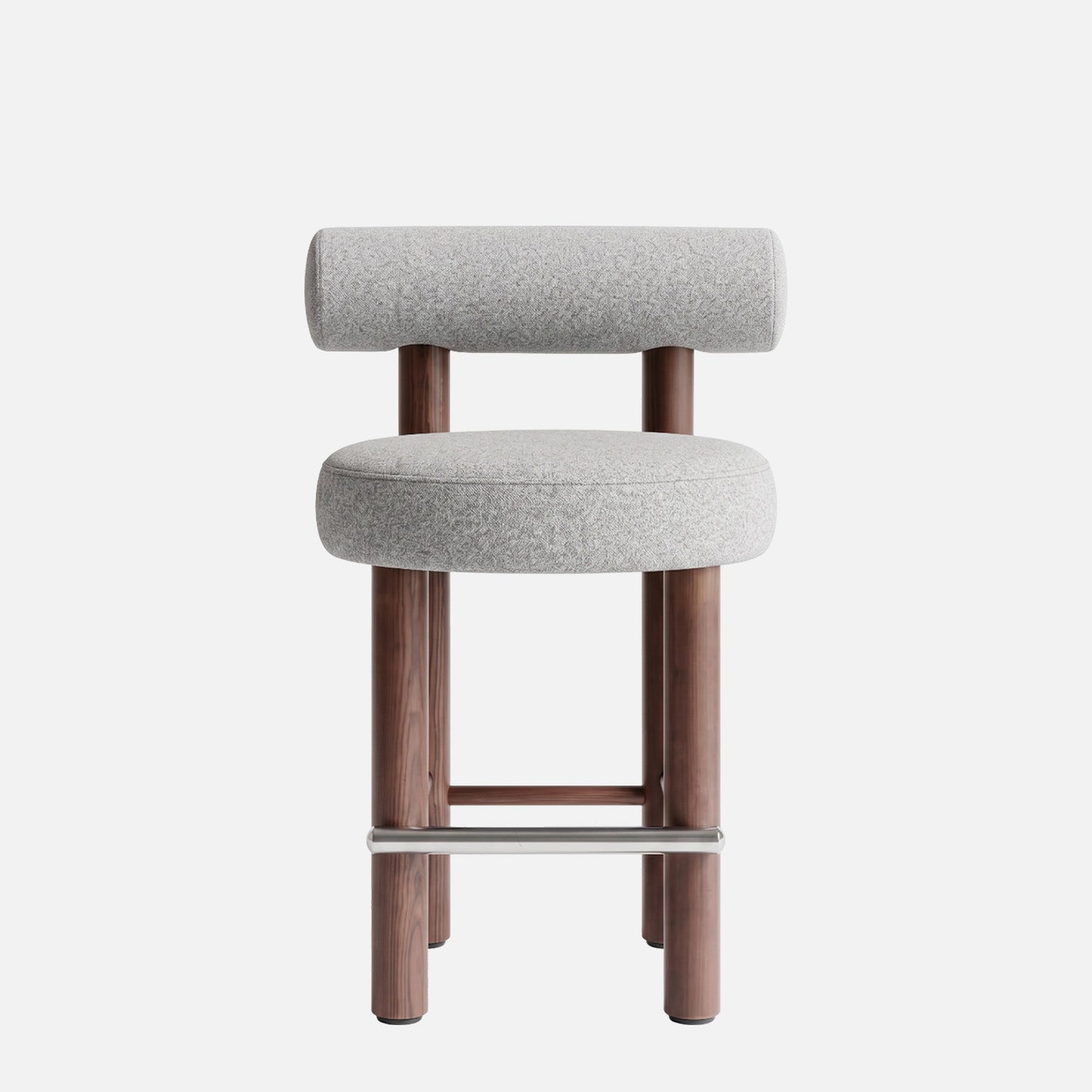 Teervon Classic Walnut Brown Bar Velvet Stool