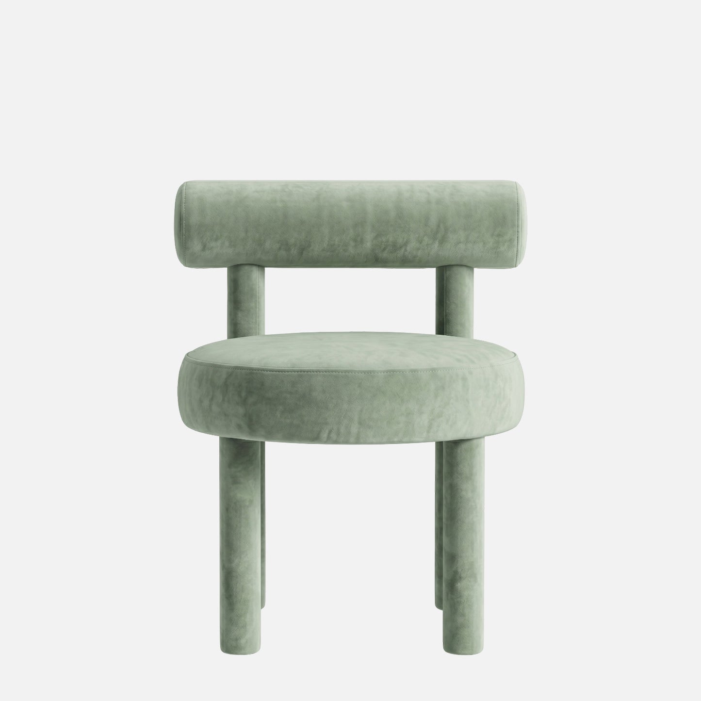 Elevara Cylinder Back Olive Green Cotton Boucle Dining Chair