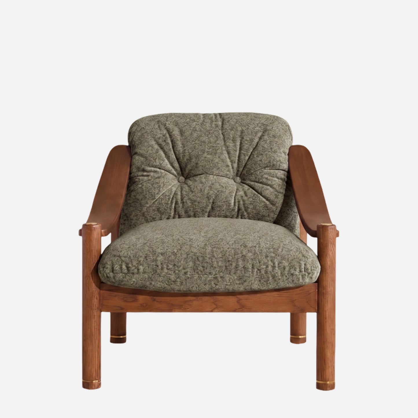 Aveeron Wood Frame Green Velvet Lounge Chair
