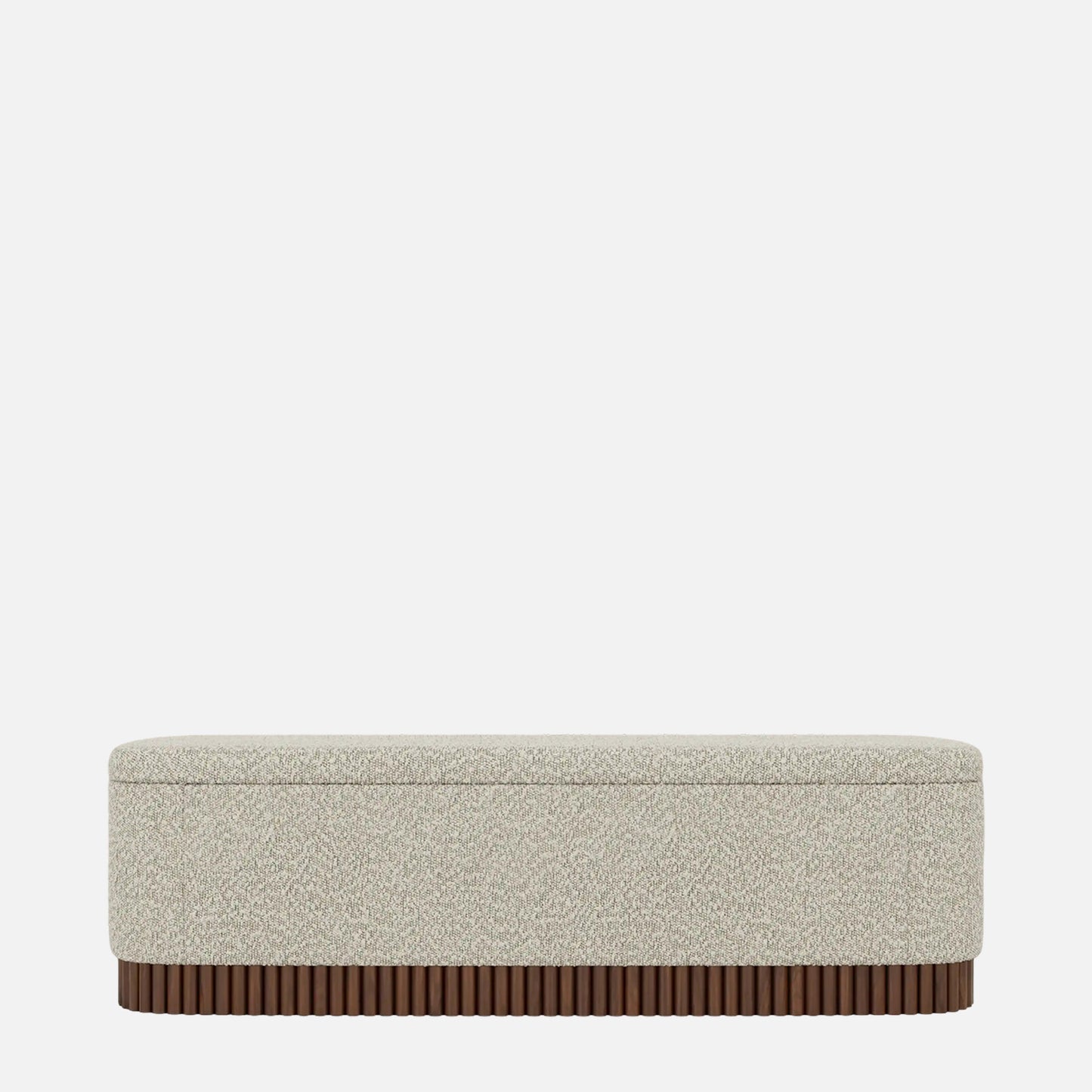 Lunara Edge Textured Grey Boucle Storage Bench