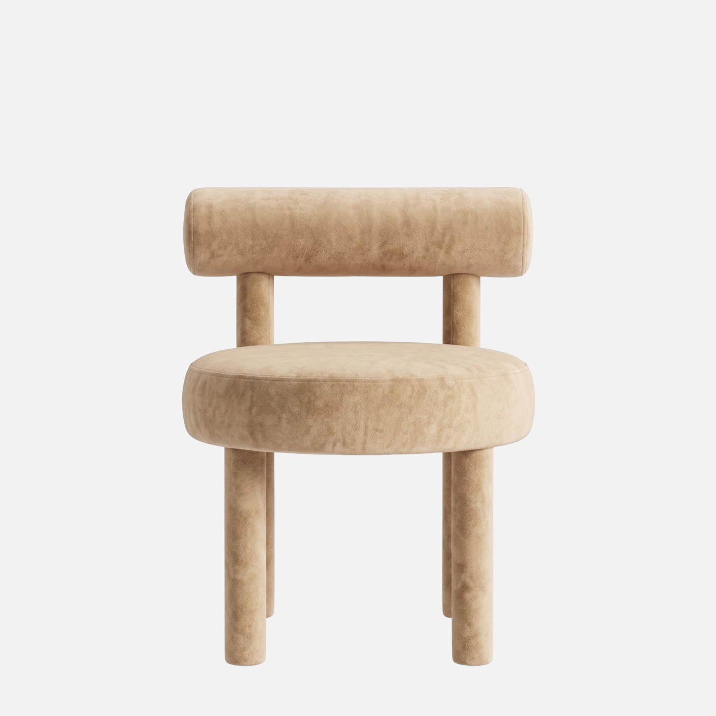 Elevara Cylinder Back Soft Ivory Velvet Dining Chair