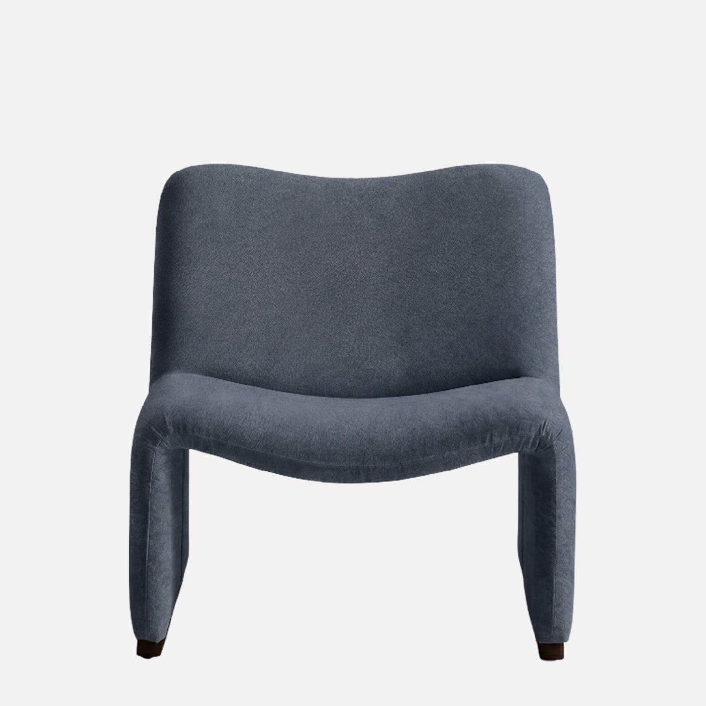 Zeenvik Sculpted Modern Steel Blue Velvet Lounge Chair