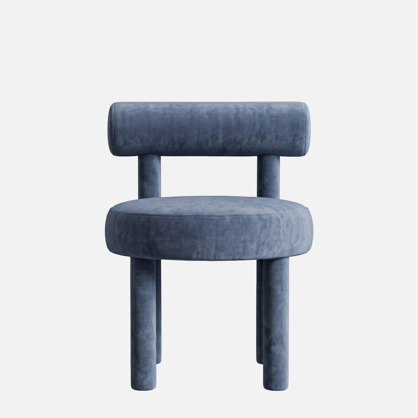 Elevara Cylinder Back Dark Blue Cotton Boucle Dining Chair