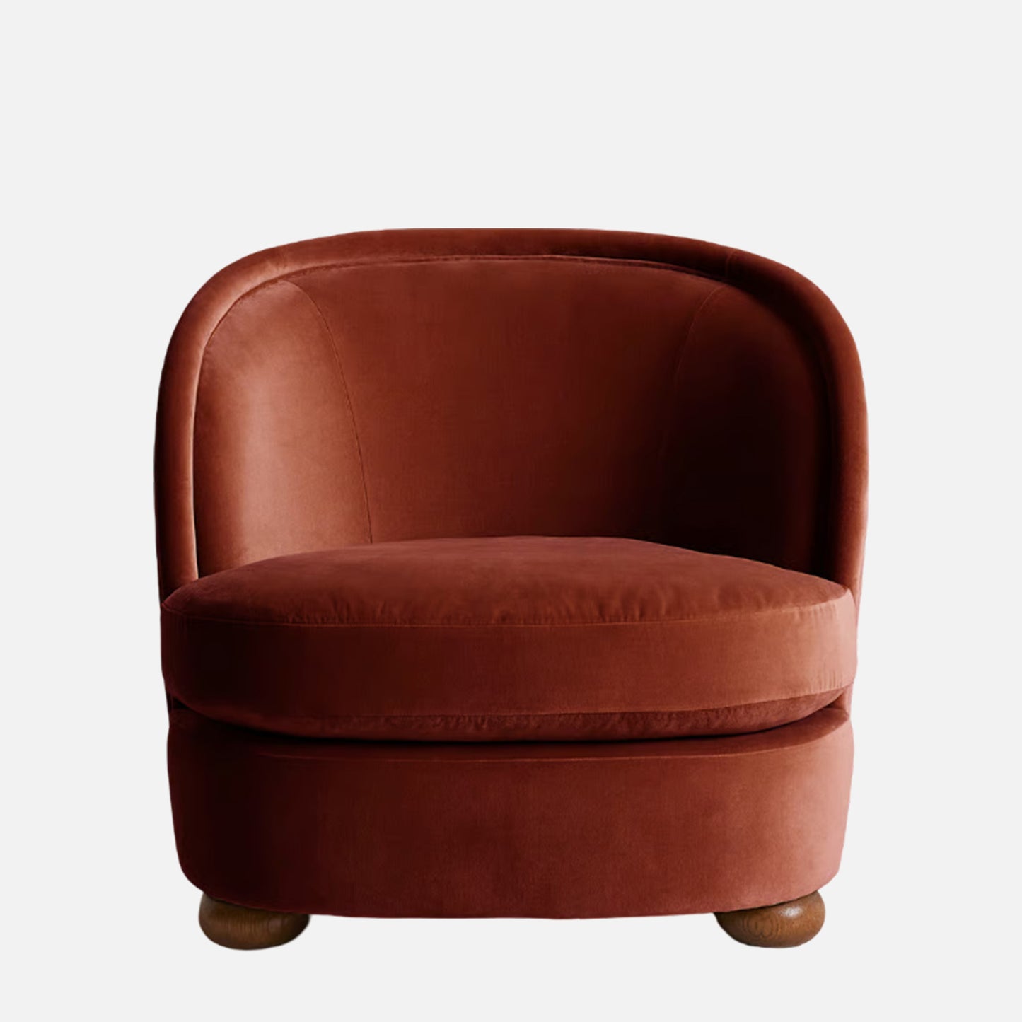 Orevella Classic Barrel Rust Red Velvet Lounge Chair