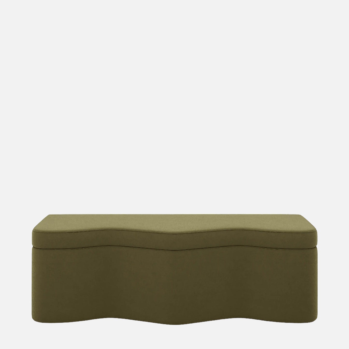 Velmora Wave Moss Green Boucle Storage Bench