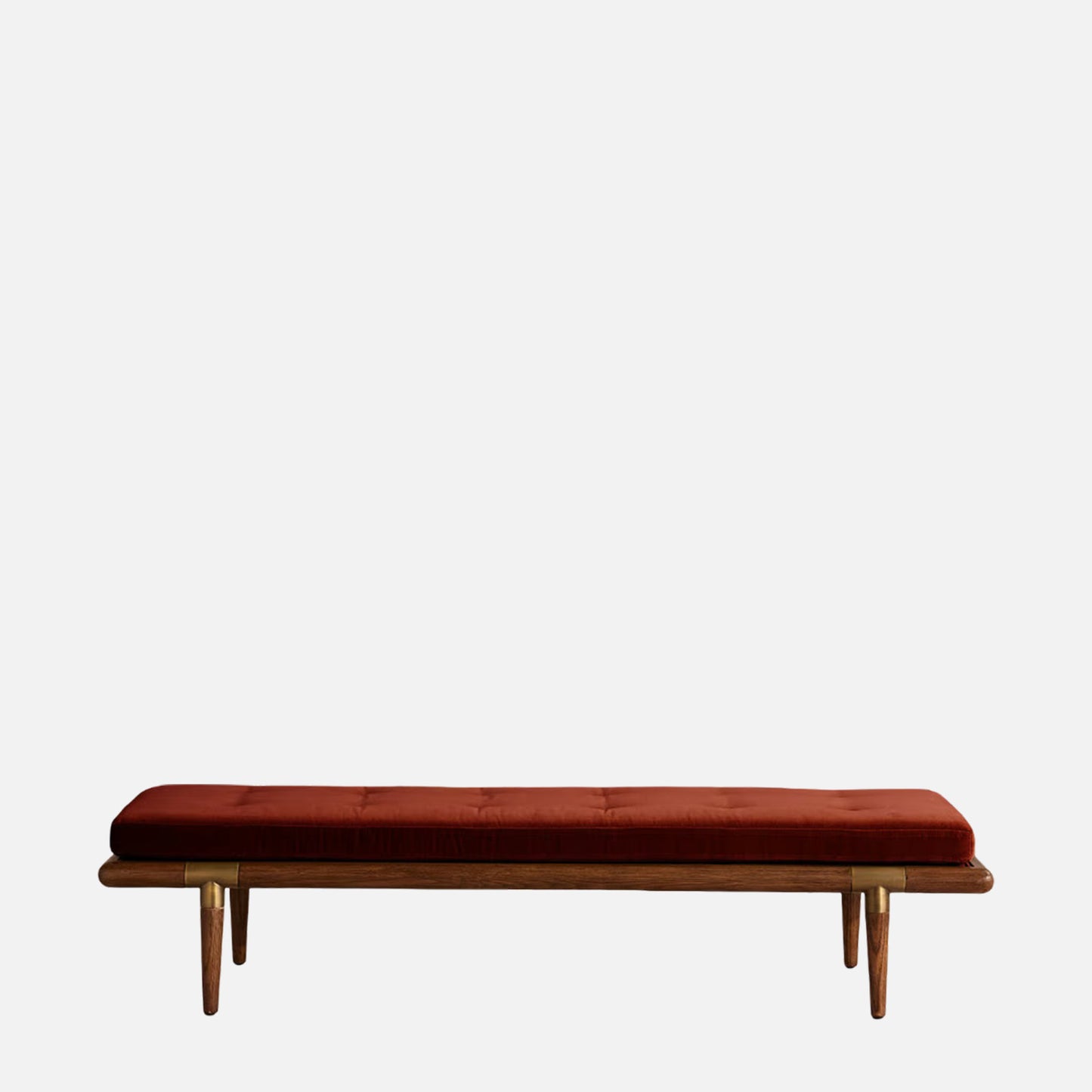 Aurelio Tufted Caramel Brown velvet Bench