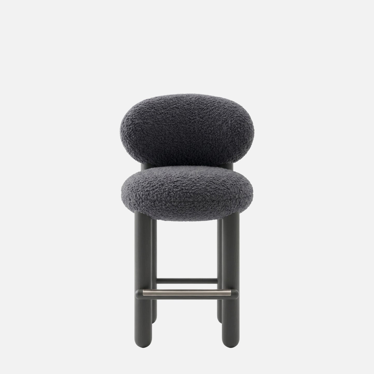 Boevik Plush Charcoal Black Bar Boucle Stool